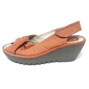 Fly London Yakin Leather Slingback Platform Wedge Sandals Women’s US 9-9.5 EU 40